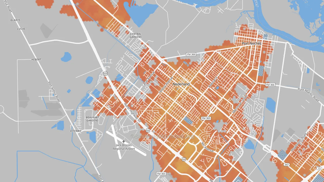 Bike Grade map of 77627, TX
