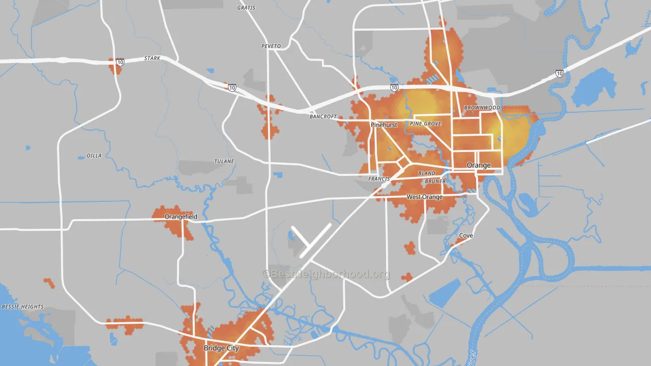Bike Grade map of 77630, TX