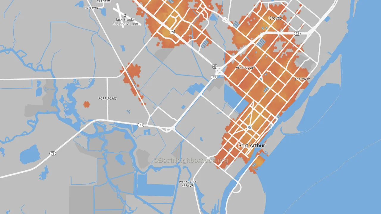 Bike Grade map of 77640, TX