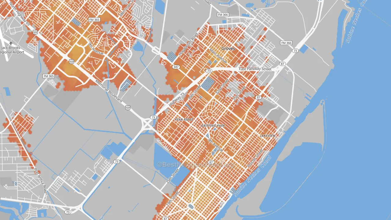 Bike Grade map of 77642, TX