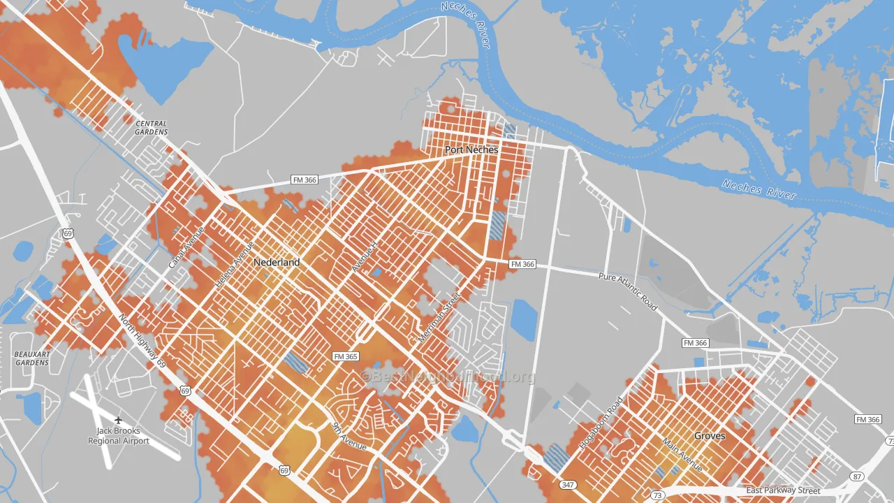 Bike Grade map of 77651, TX