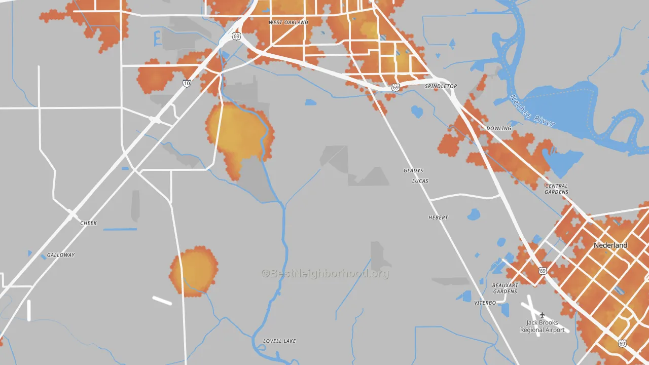 Bike Grade map of 77705, TX