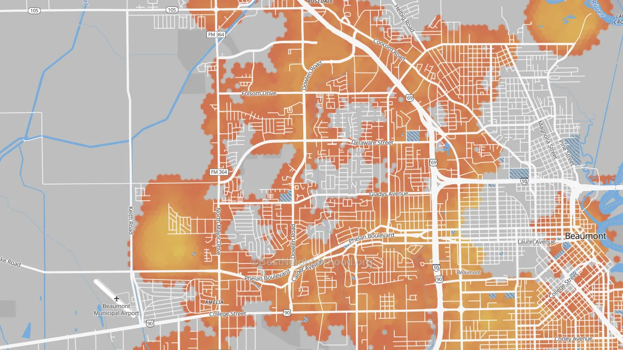 Bike Grade map of 77706, TX