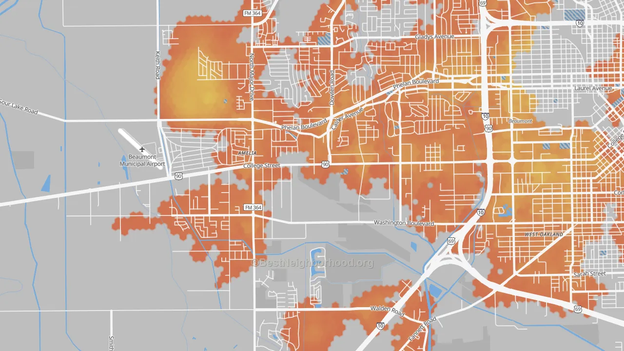 Bike Grade map of 77707, TX