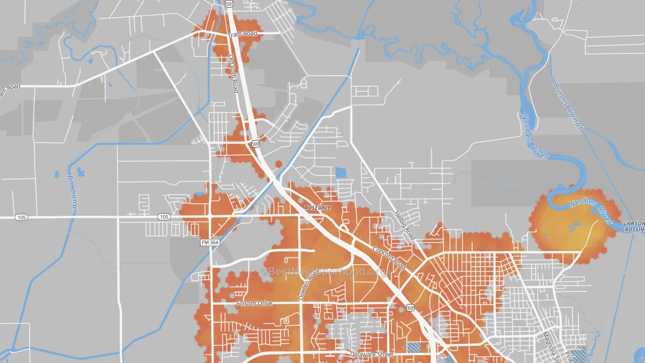 Bike Grade map of 77708, TX