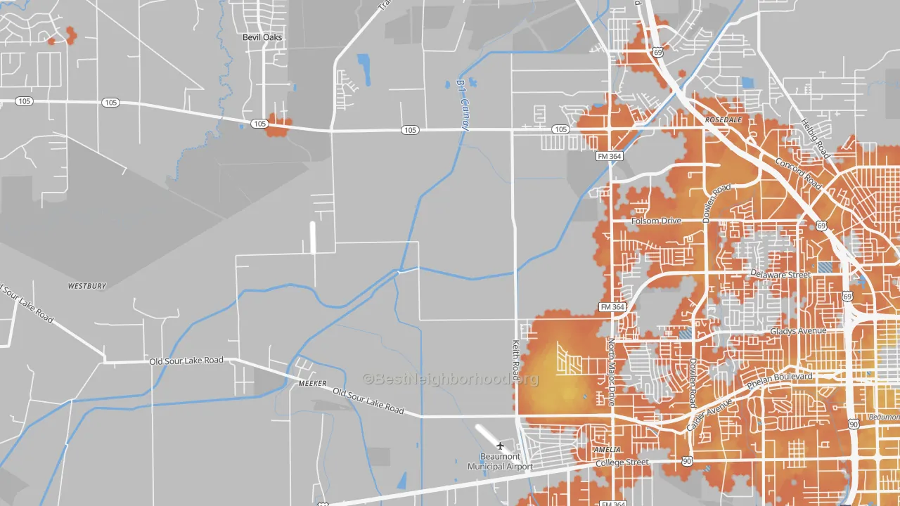 Bike Grade map of 77713, TX