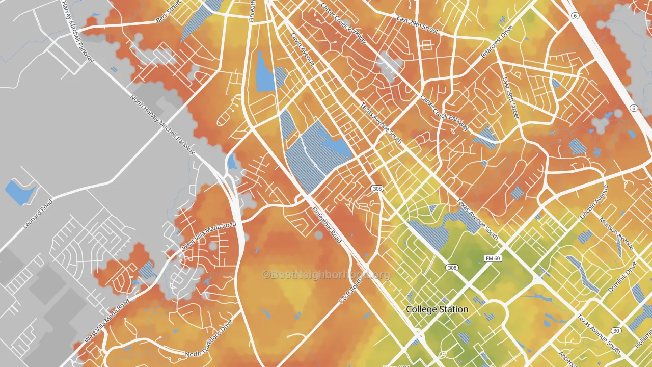 Bike Grade map of 77801, TX