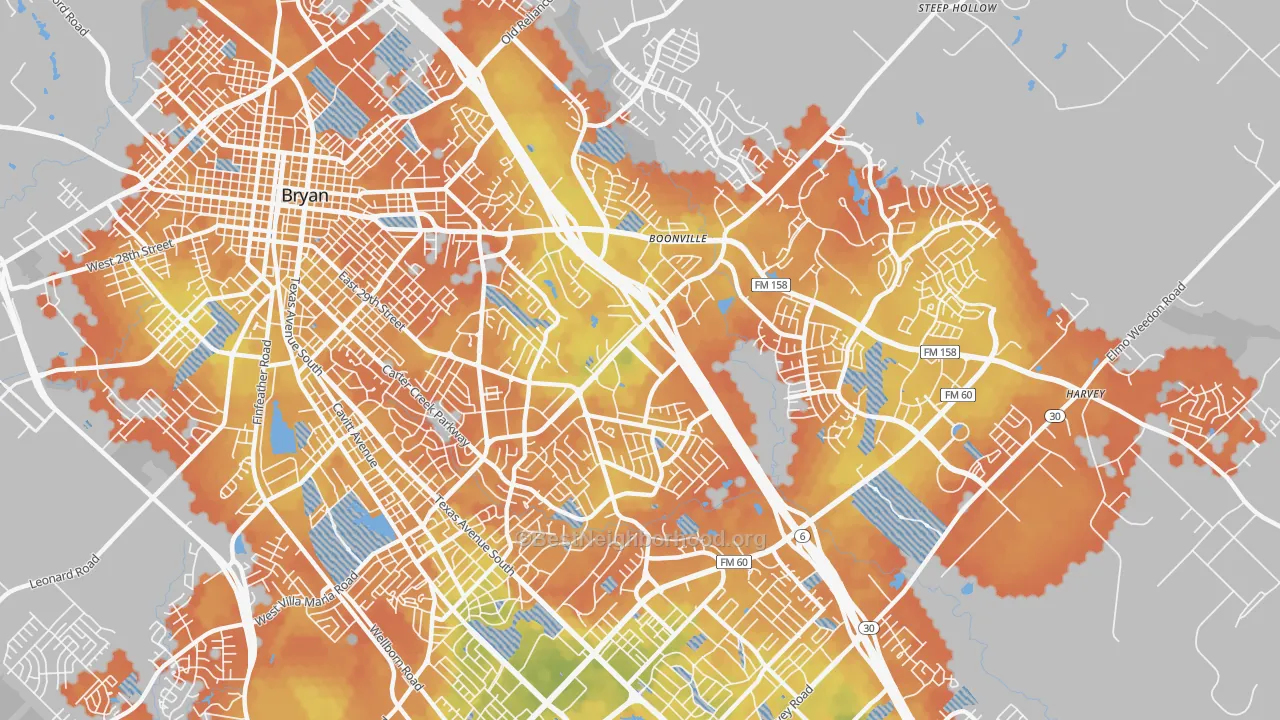 Bike Grade map of 77802, TX