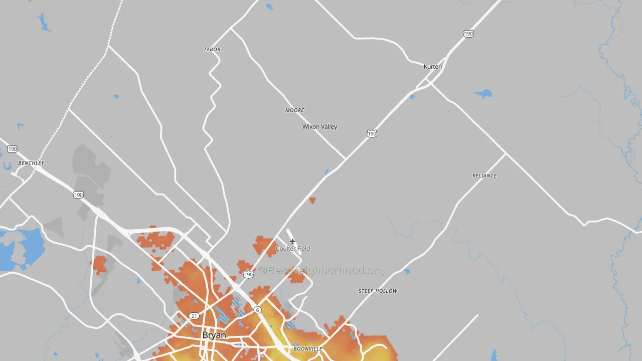 Bike Grade map of 77808, TX