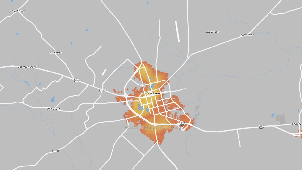 Bike Grade map of 77833, TX