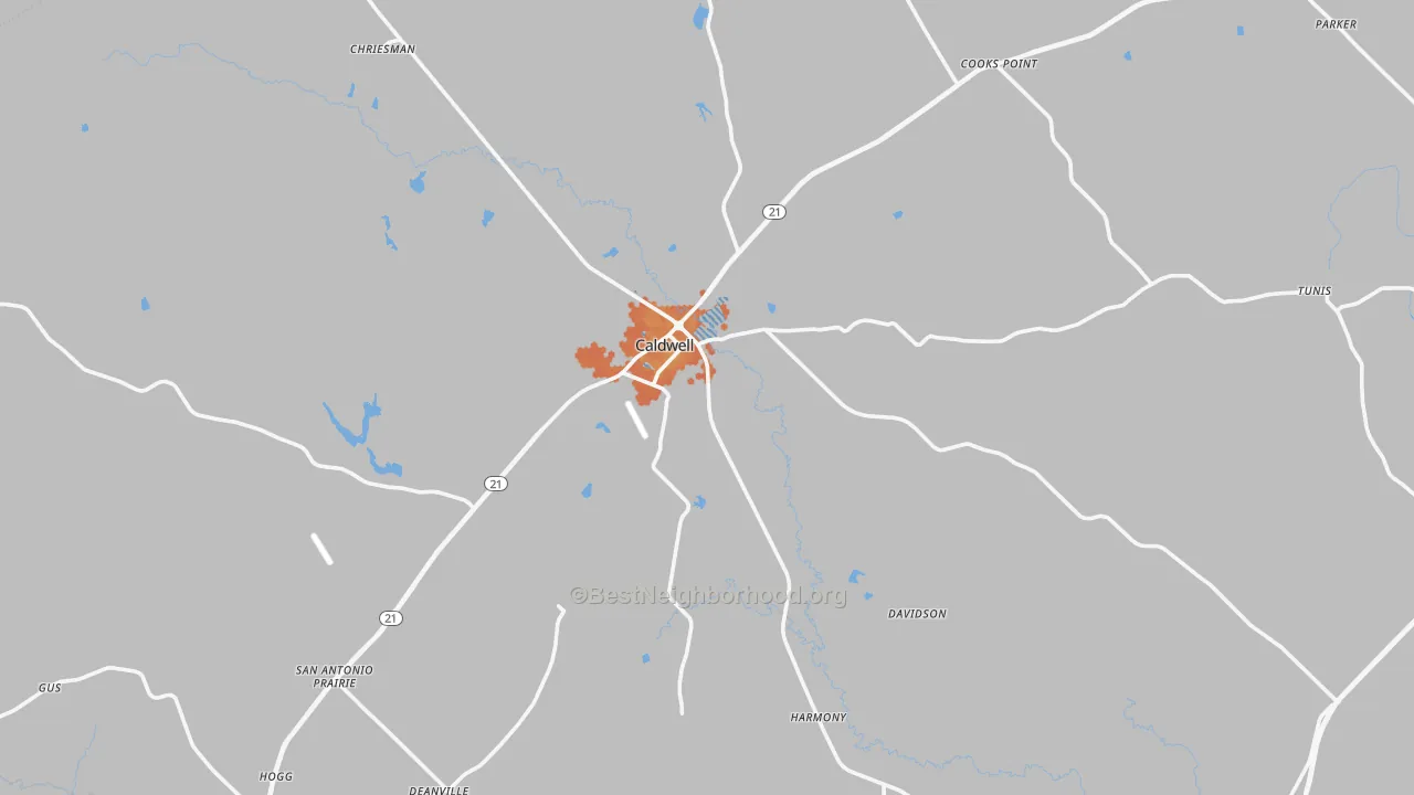 Bike Grade map of 77836, TX