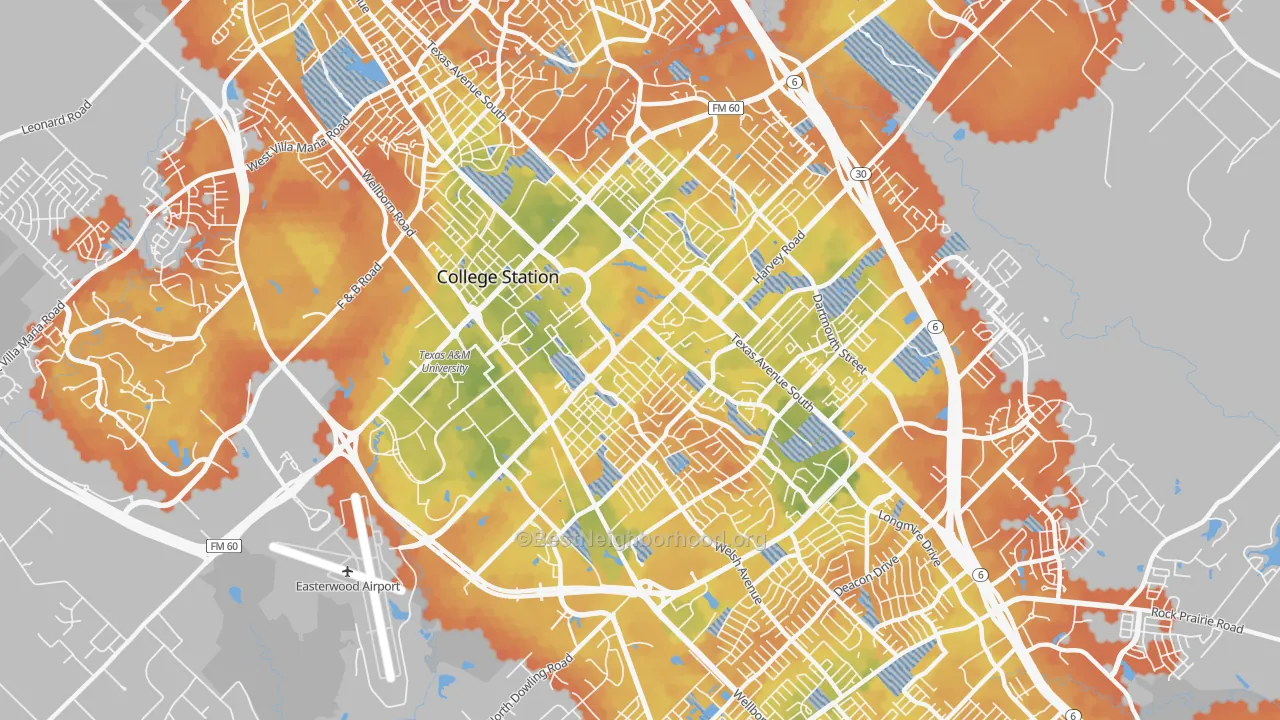 Bike Grade map of 77840, TX