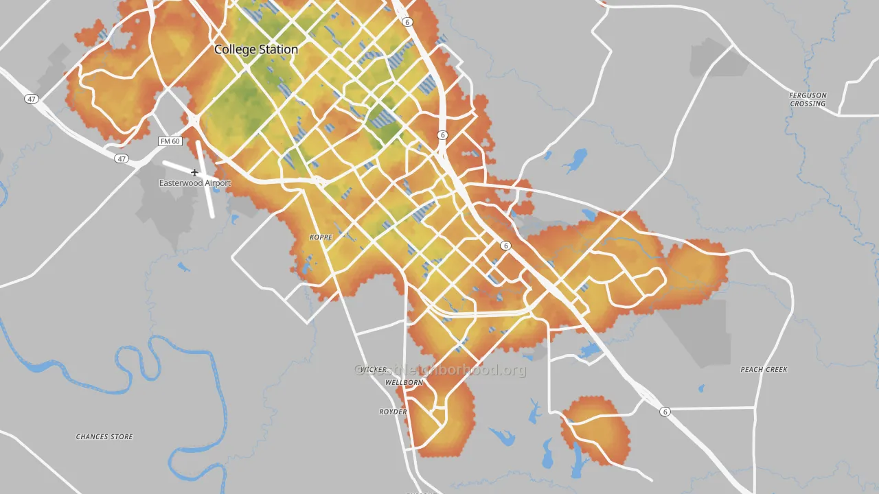 Bike Grade map of 77845, TX