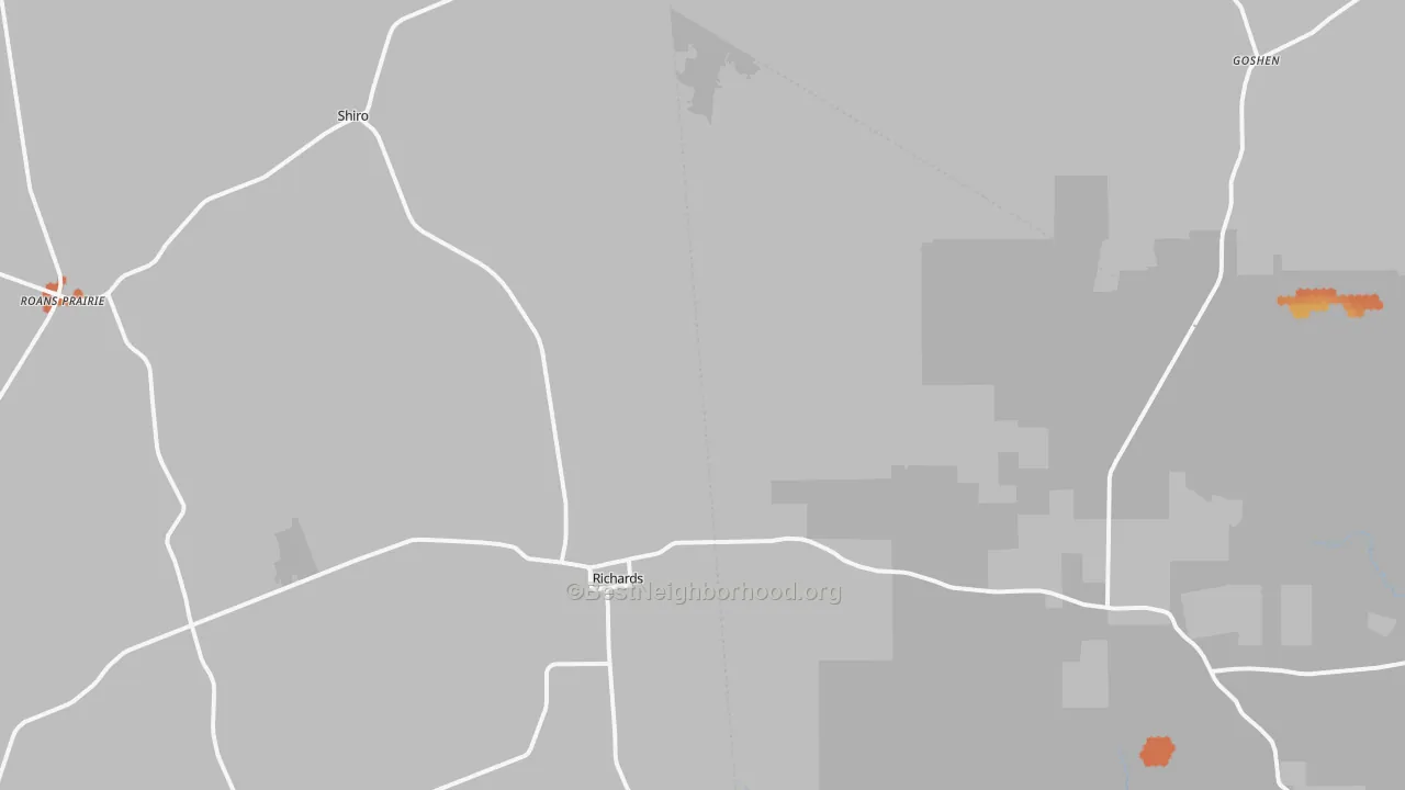 Bike Grade map of 77873, TX