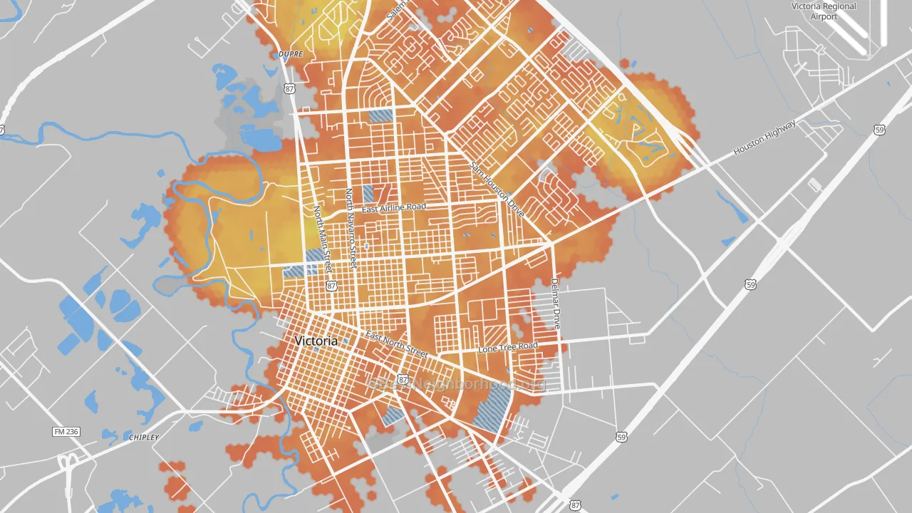 Bike Grade map of 77901, TX