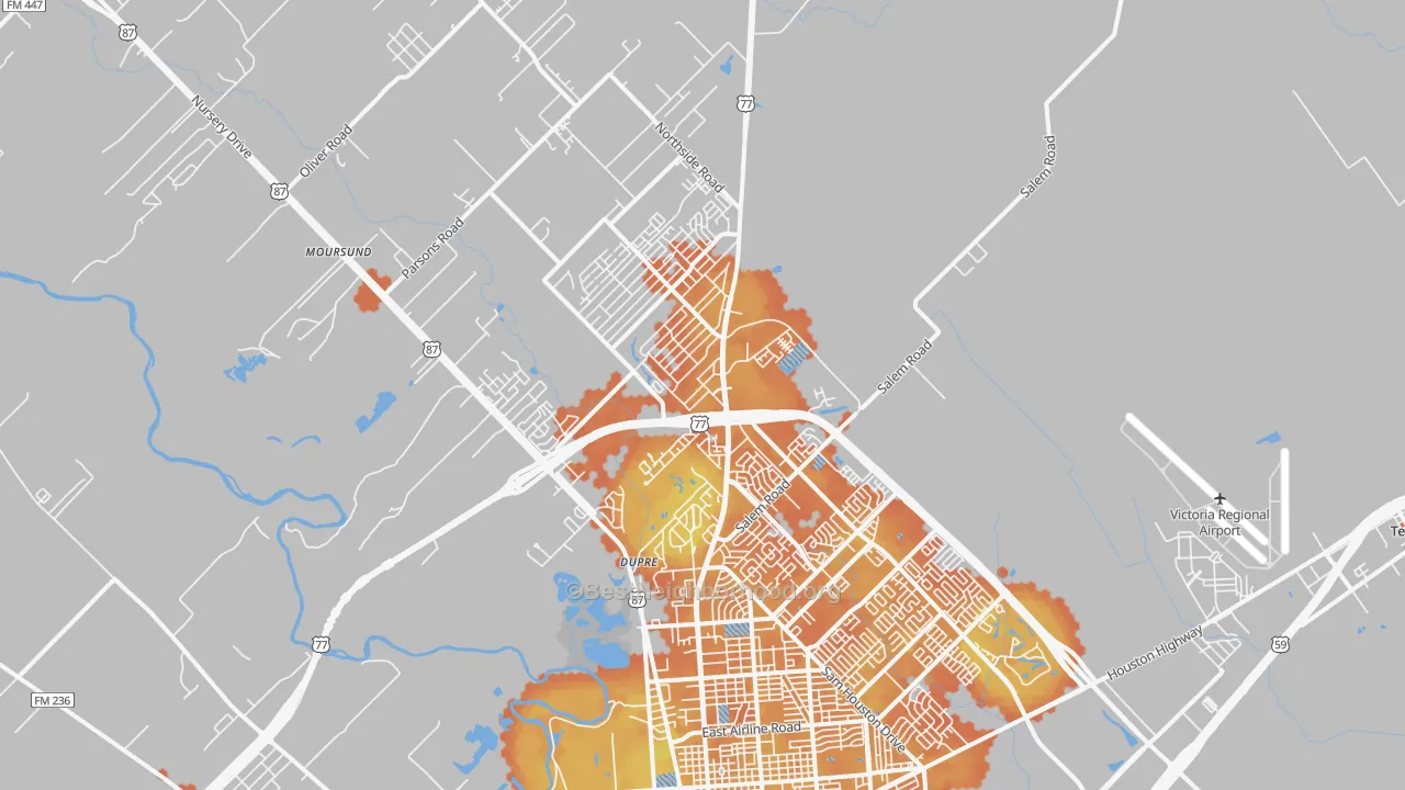 Bike Grade map of 77904, TX