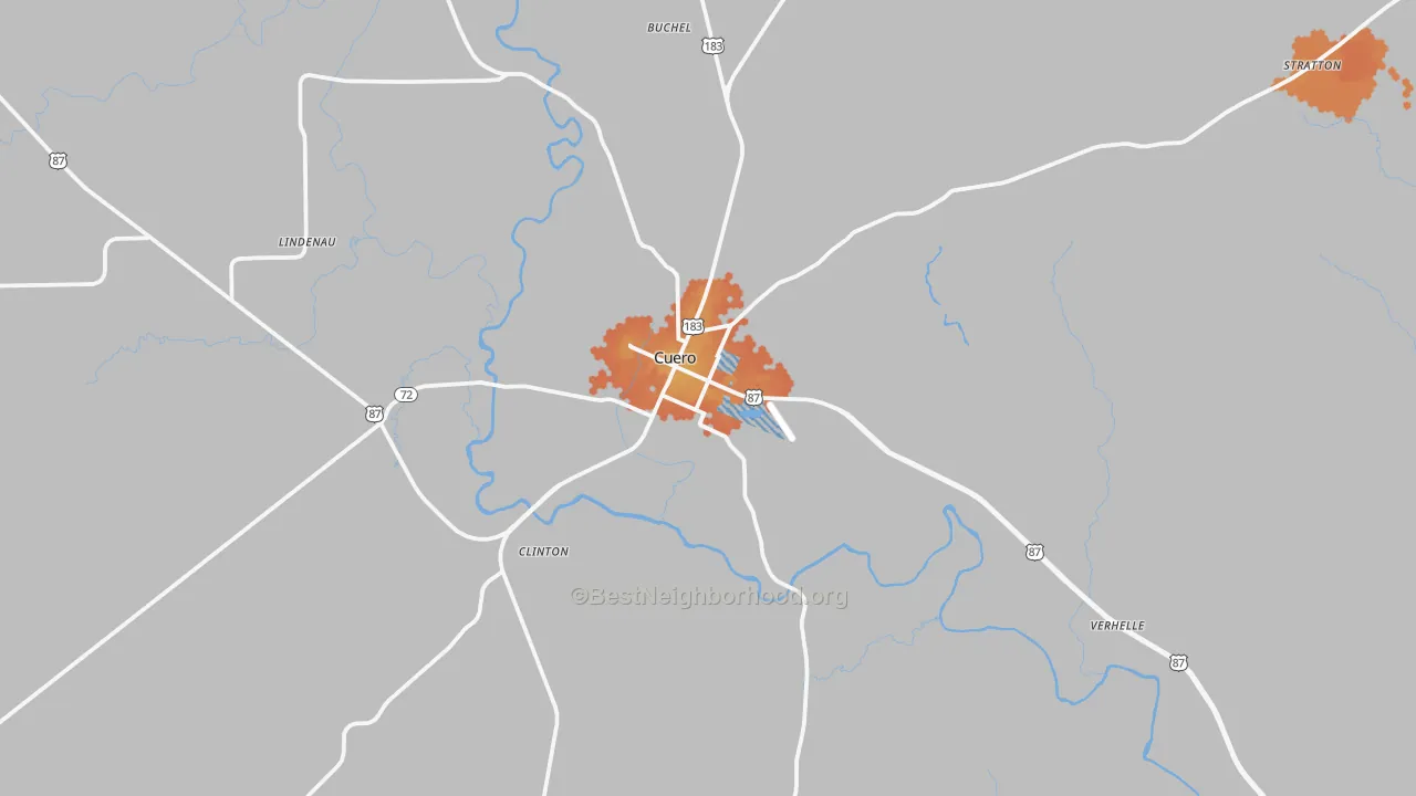 Bike Grade map of 77954, TX