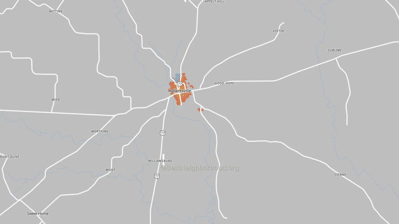 Bike Grade map of 77964, TX