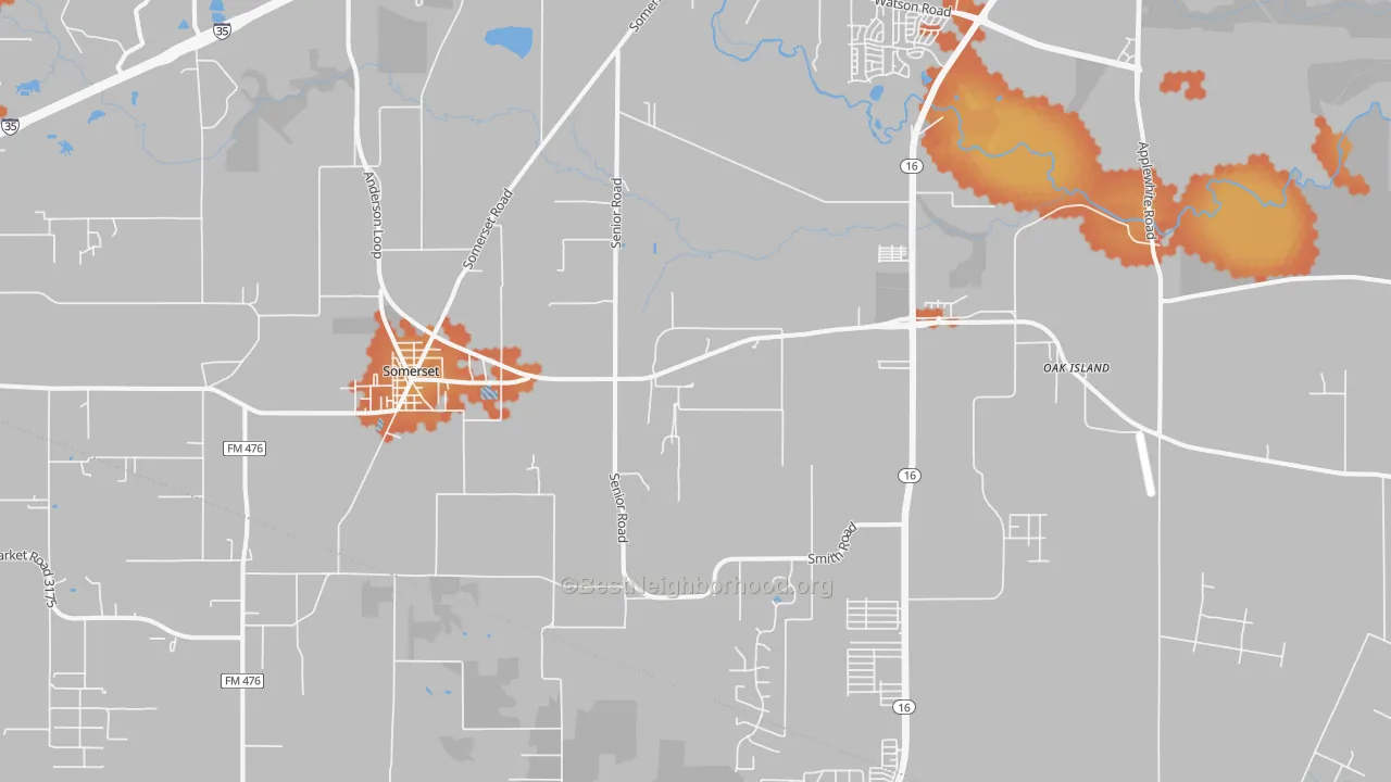 Bike Grade map of 78073, TX