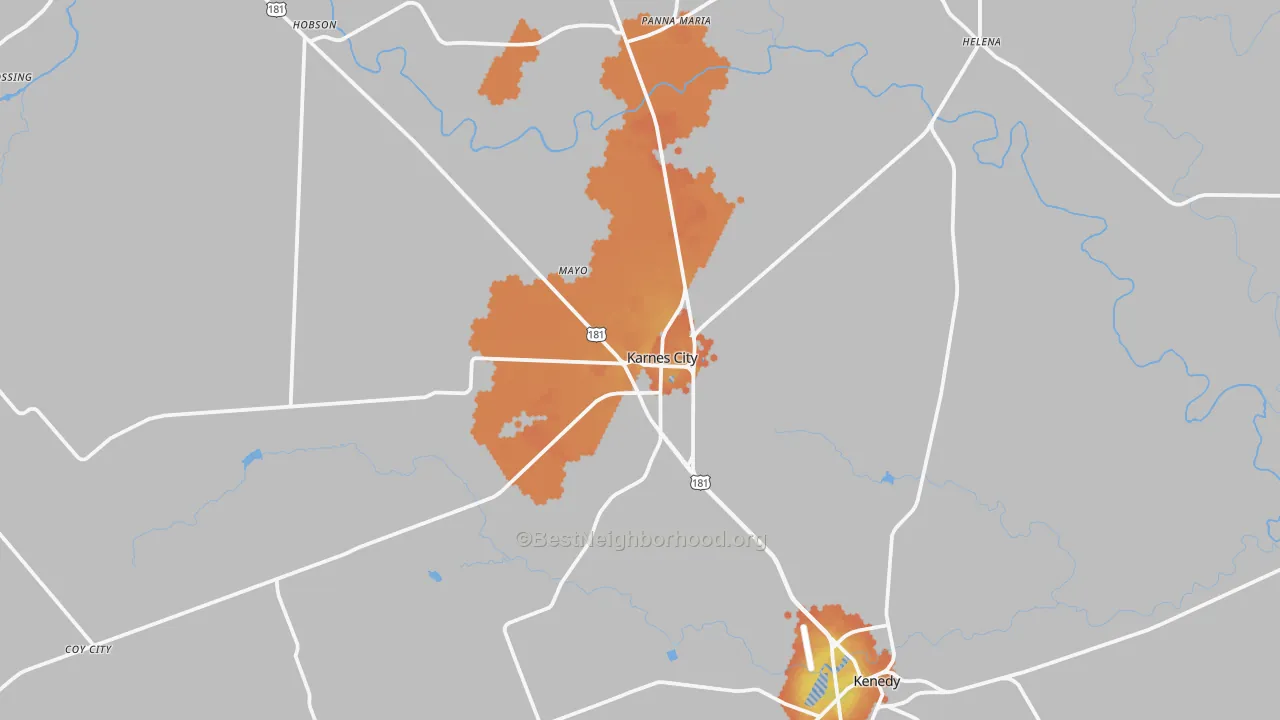 Bike Grade map of 78118, TX
