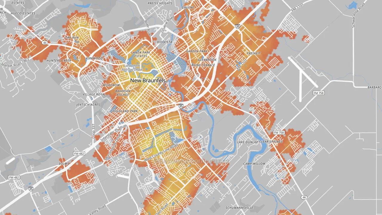 Bike Grade map of 78130, TX