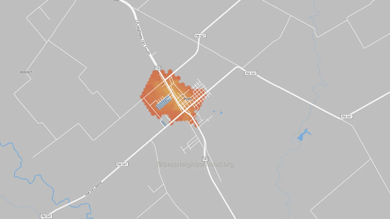 Bike Grade map of 78147, TX