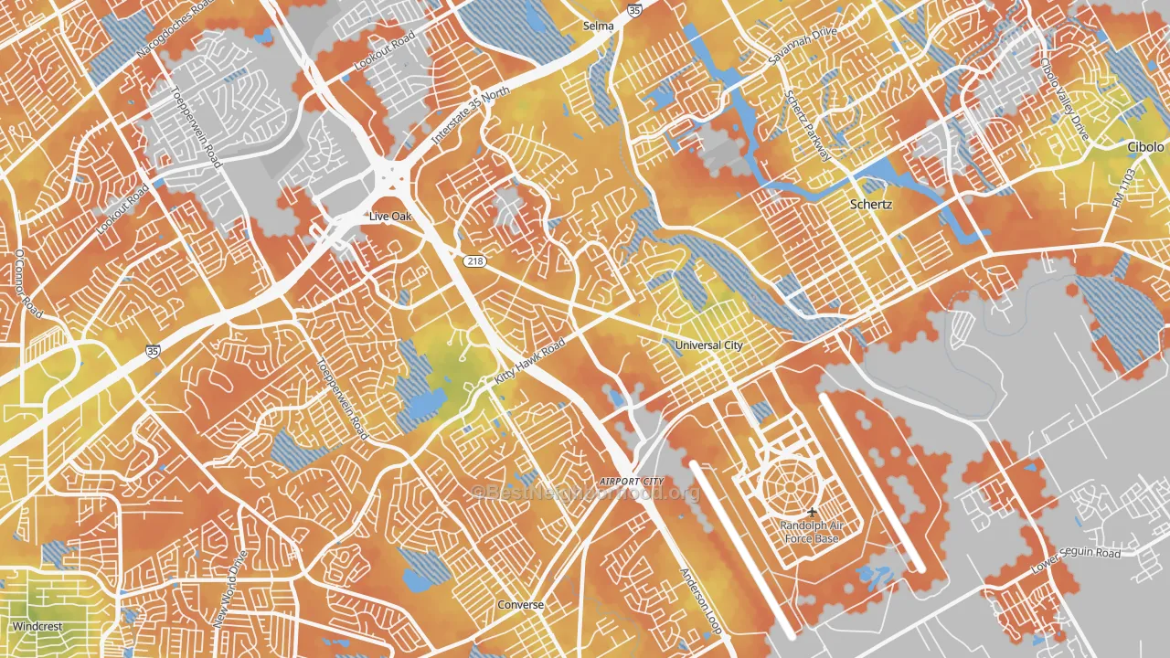 Bike Grade map of 78148, TX