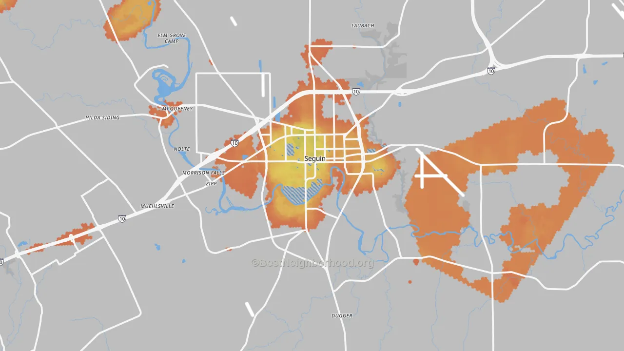 Bike Grade map of 78155, TX