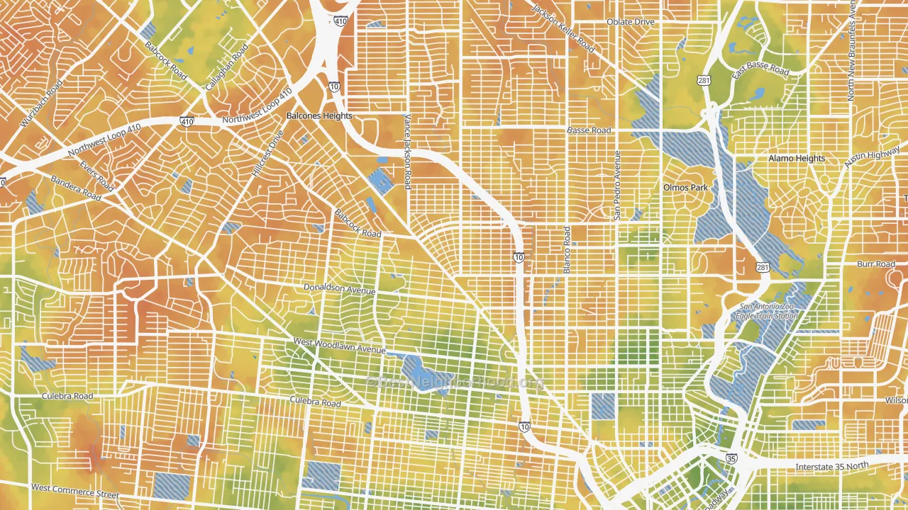 Bike Grade map of 78201, TX