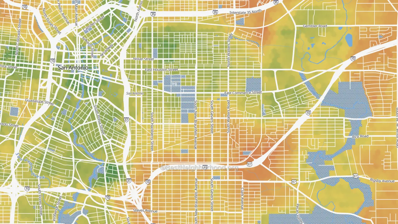 Bike Grade map of 78203, TX