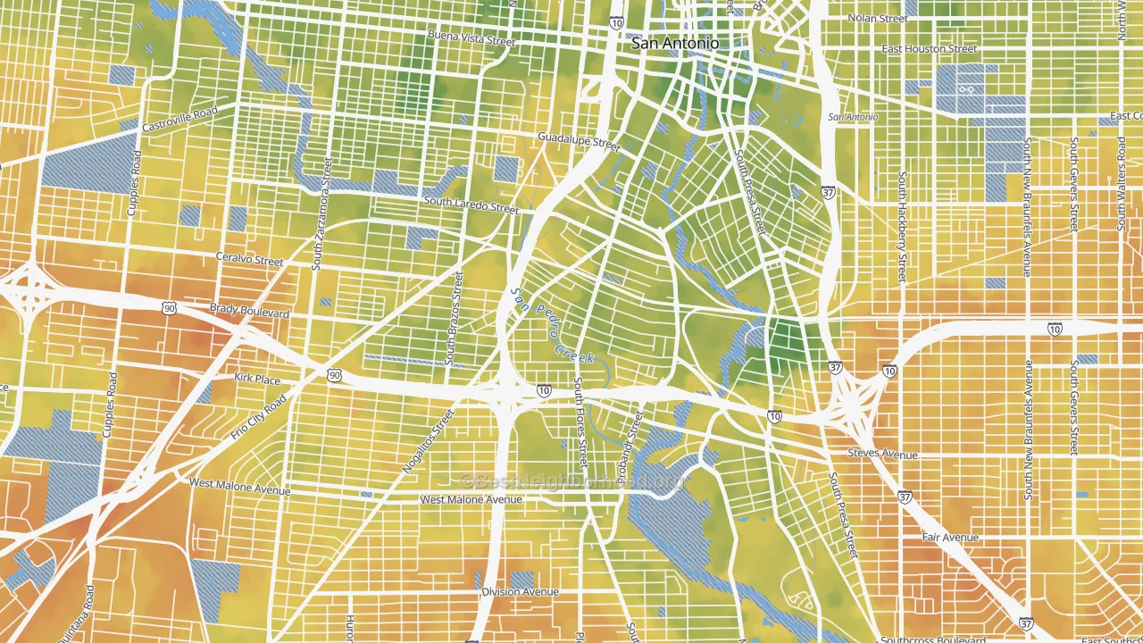 Bike Grade map of 78204, TX