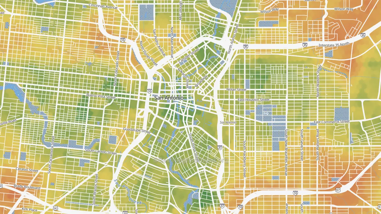 Bike Grade map of 78205, TX