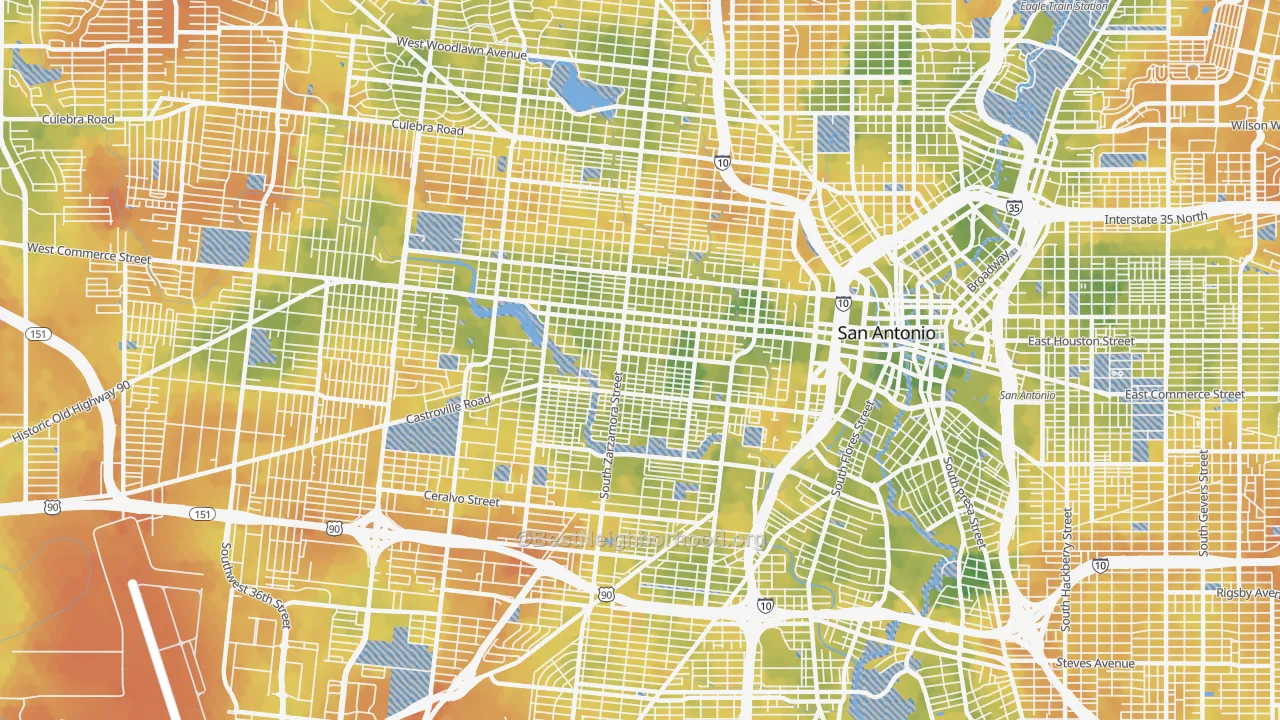 Bike Grade map of 78207, TX