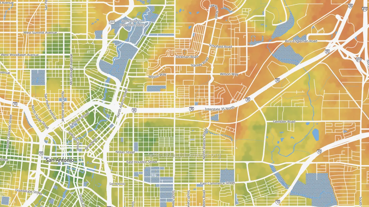 Bike Grade map of 78208, TX