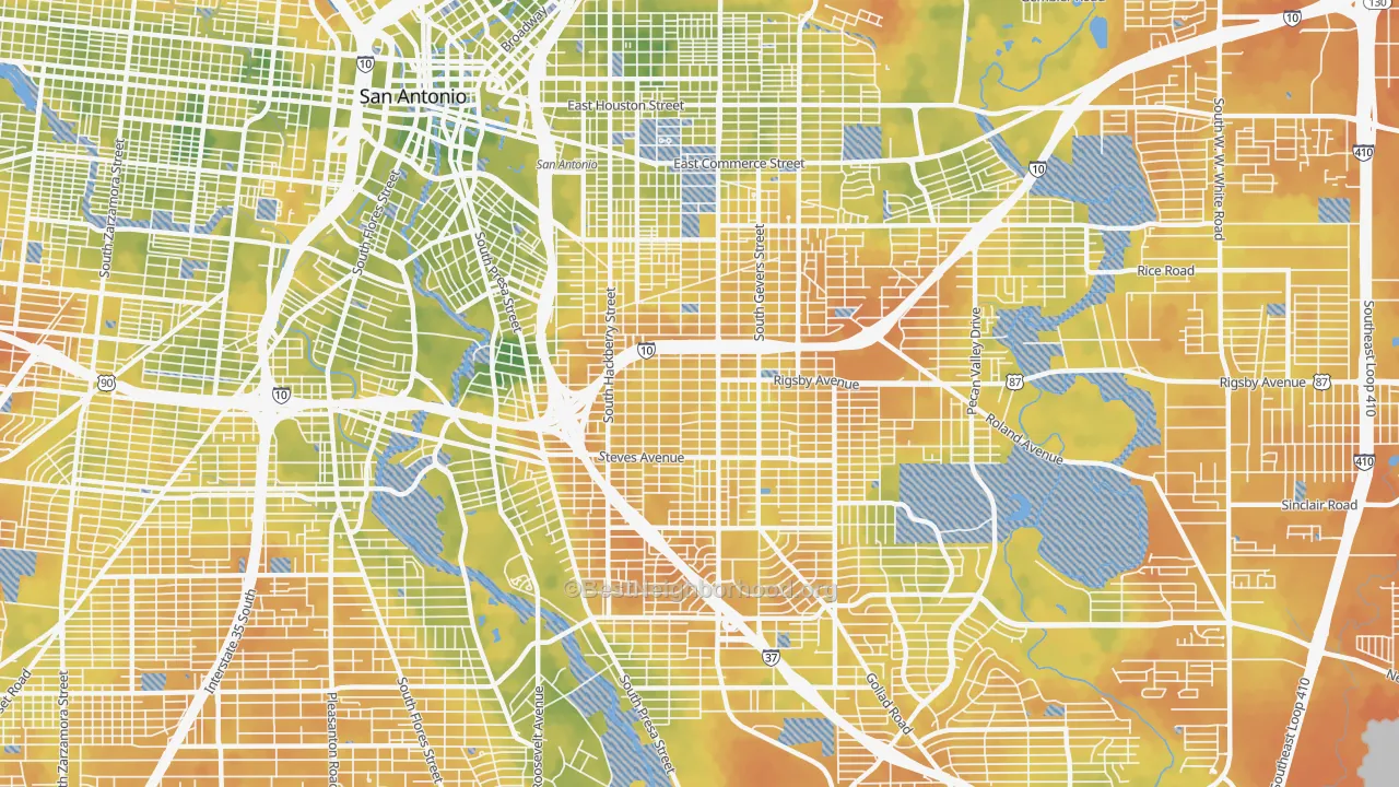 Bike Grade map of 78210, TX
