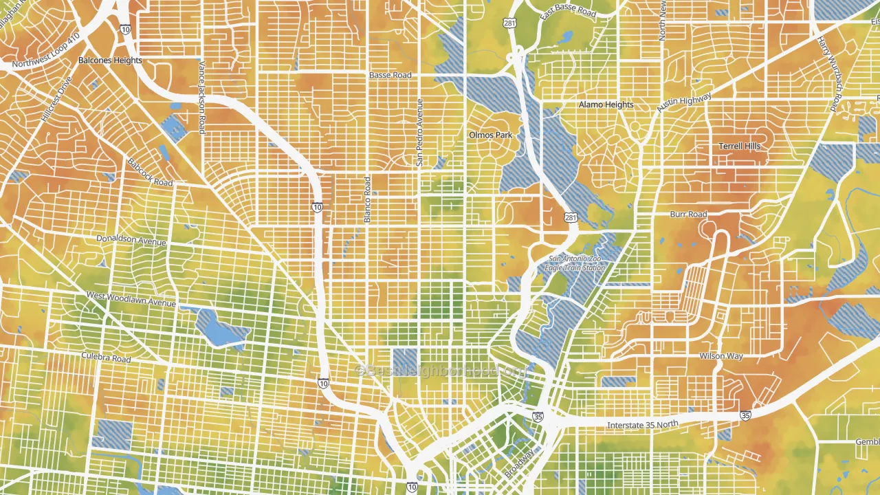 Bike Grade map of 78212, TX