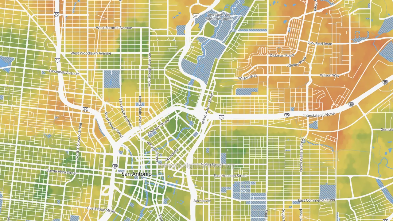 Bike Grade map of 78215, TX