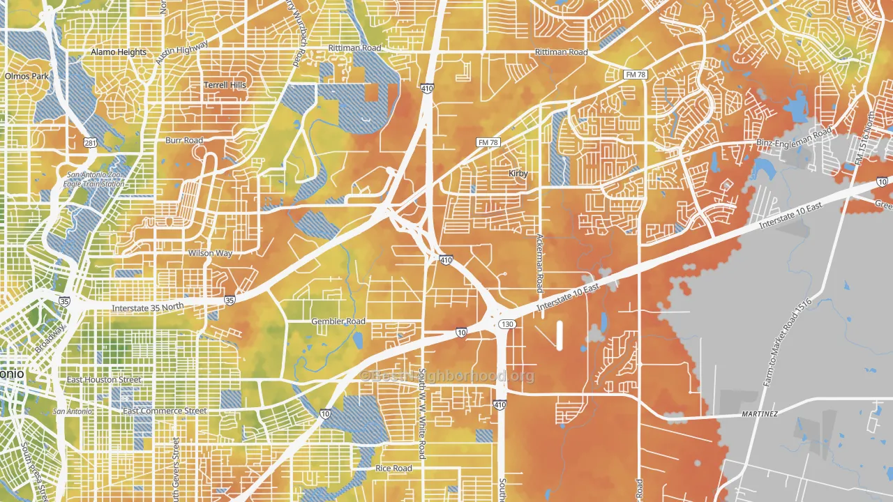 Bike Grade map of 78219, TX