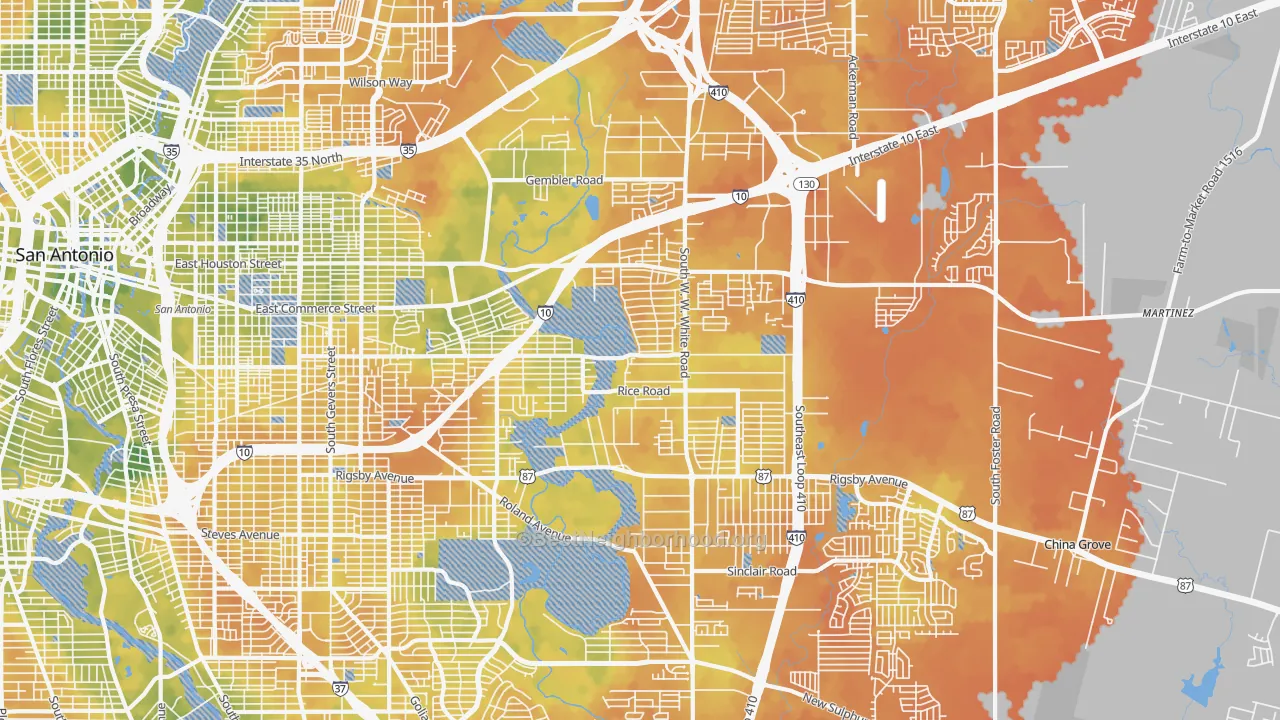 Bike Grade map of 78220, TX