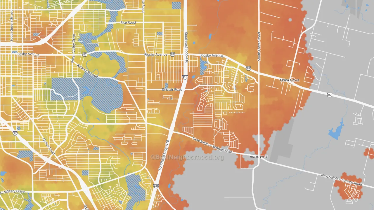 Bike Grade map of 78222, TX