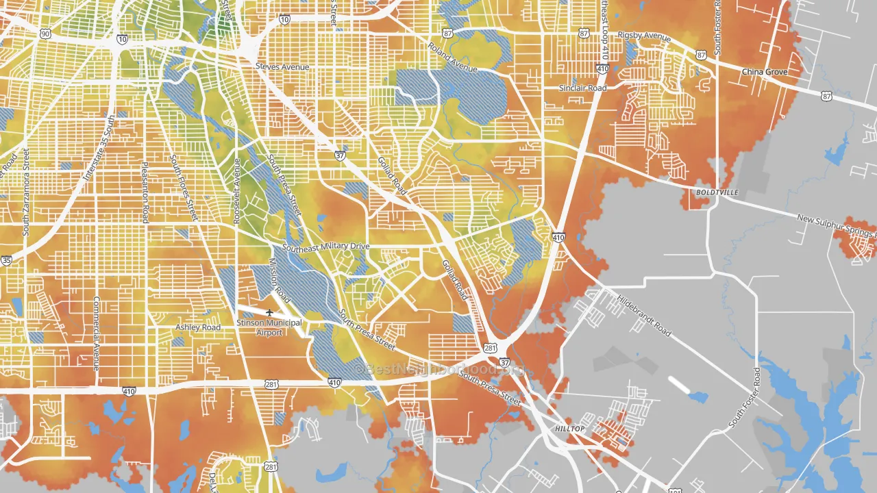 Bike Grade map of 78223, TX