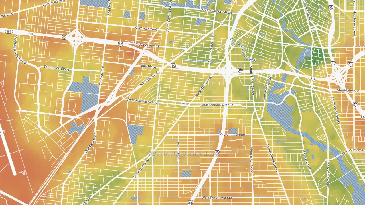 Bike Grade map of 78225, TX