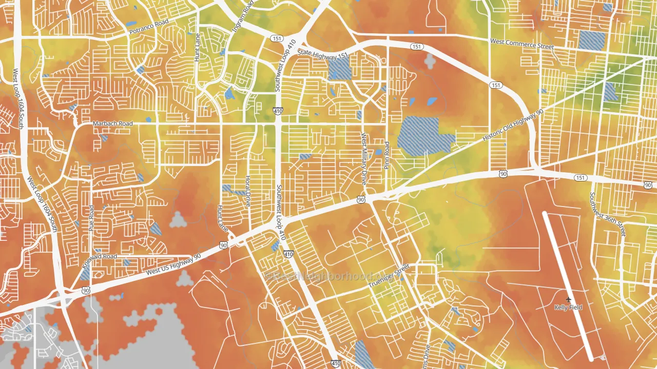 Bike Grade map of 78227, TX