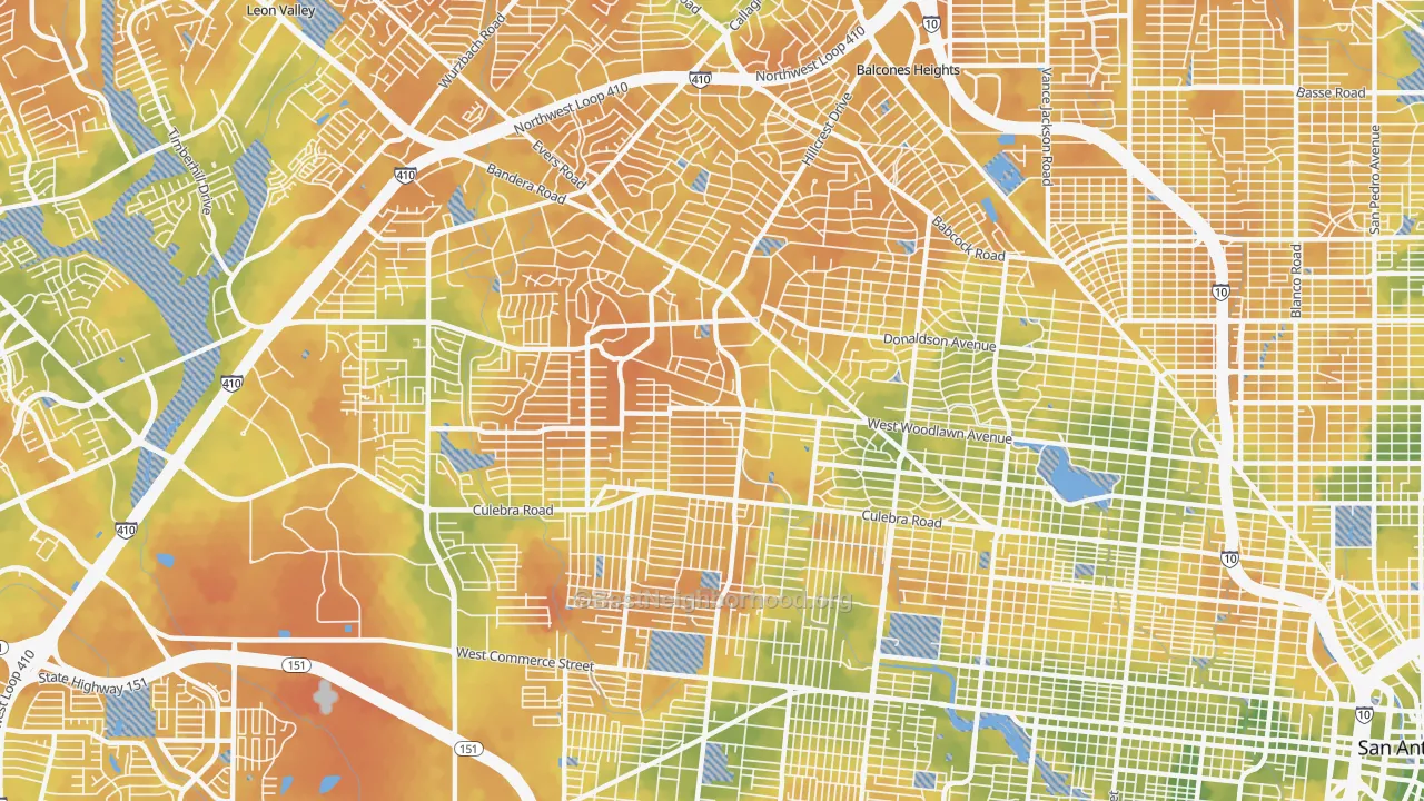 Bike Grade map of 78228, TX