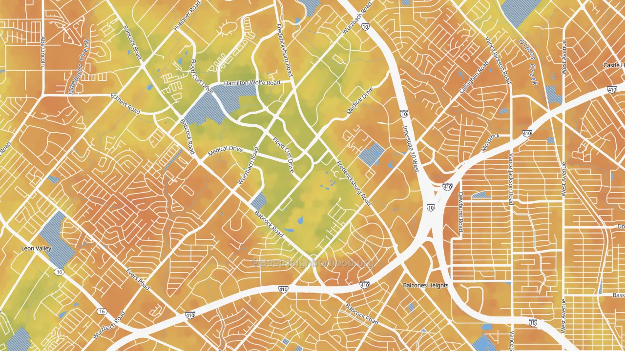 Bike Grade map of 78229, TX
