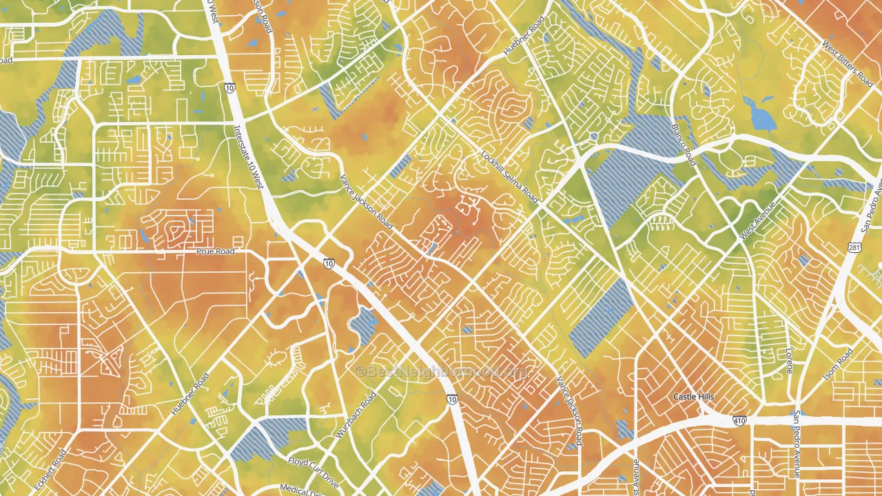 Bike Grade map of 78230, TX