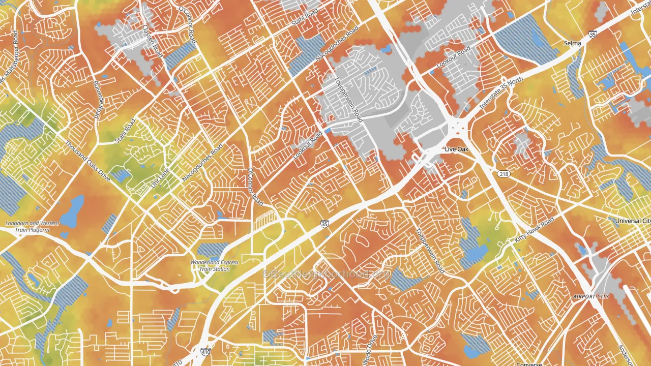 Bike Grade map of 78233, TX