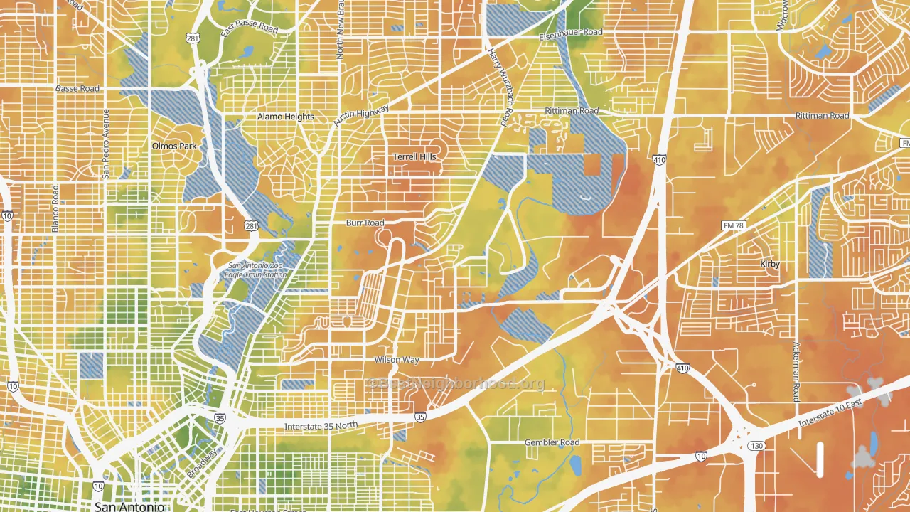 Bike Grade map of 78234, TX