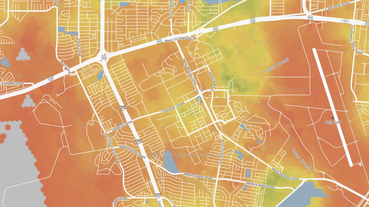 Bike Grade map of 78236, TX
