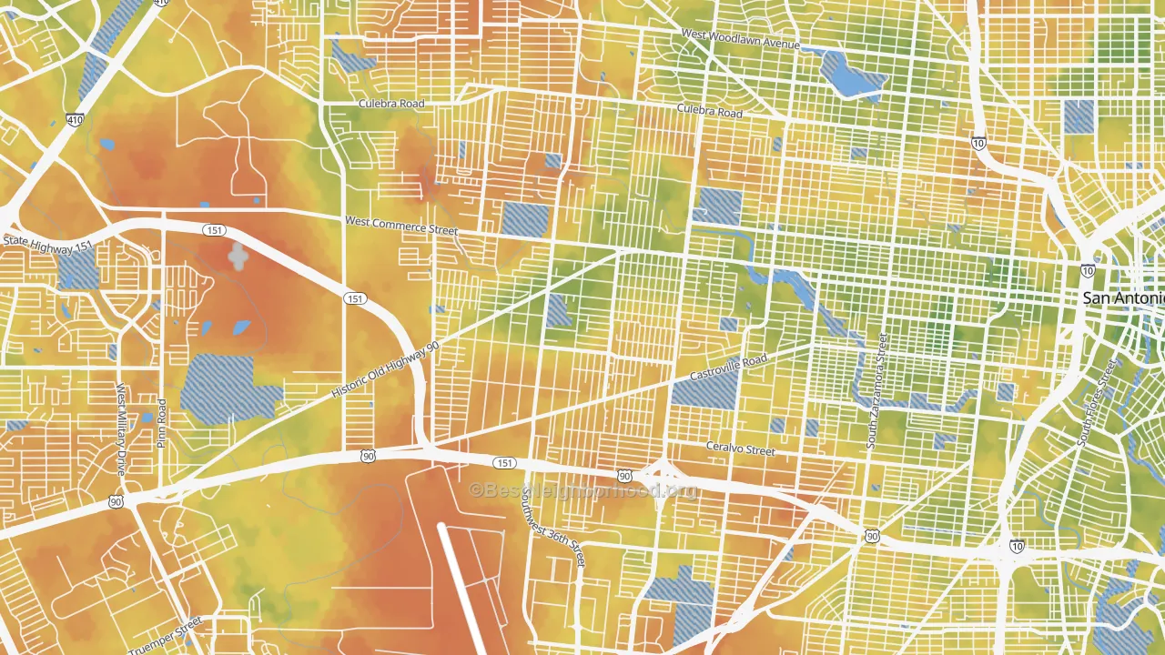 Bike Grade map of 78237, TX